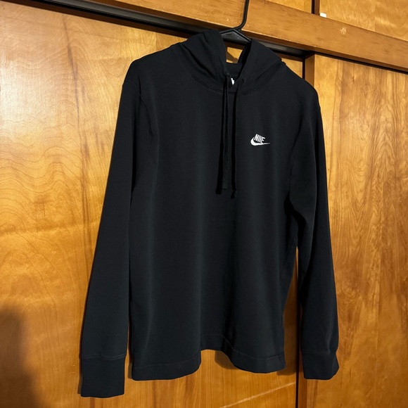 Nike Sportswear Club Jersey Pullover Men’s Lightweight Hoodie Drawstring Black - Picture 3 of 7